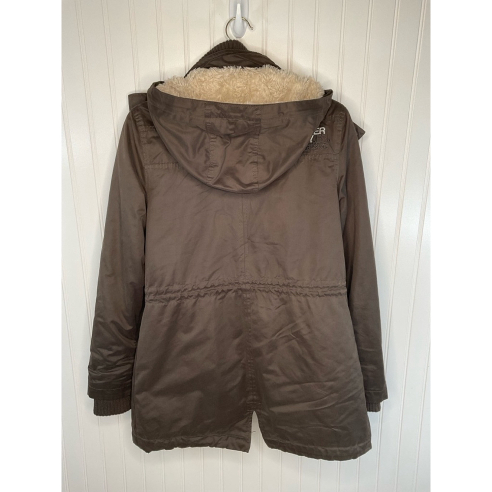 Women's Superdry Wind Parka Coat, Size S, olive Brown. No fur trim on hood - Picture 3 of 9